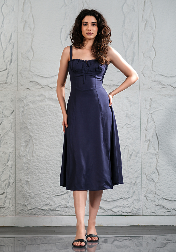 LILAC BUSTIER MIDI DRESS